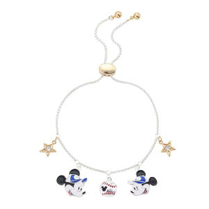 fBYj[ fB[X ANZT[ uXbgEoOEANbg Disney's Mickey Mouse Fine Silver Plated Cubic Zirconia Star & Baseball Charm Bolo Braceletwo Tone Vo[