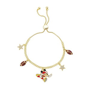 yz fBYj[ fB[X uXbgEoOEANbg ANZT[ Disney's Mickey Mouse 14k Gold Flash Plated Football & Star Bolo Charm Bracelet Gold Tone