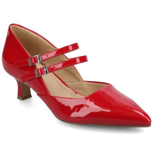 yz W[j[ fB[X pvX V[Y Journee Carnation Medium and Wide Width Women's Kitten Heel Mary Jane Pointed Toe Buckle Detail Comfort Pumps Red