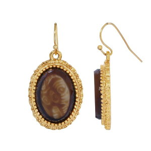 1928 fB[X ANZT[ sAXECO 1928 Gold Tone Tortoise Brown Oval Drop Earrings Brown uE