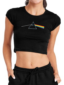 �A�j���L�����N�^�[ ���f�B�[�X �g�b�v�X T�V���c Licensed Character Juniors' Pink Floyd Moon Baby Crop Top Black �u���b�N