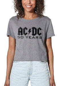 �A�j���L�����N�^�[ ���f�B�[�X �g�b�v�X T�V���c �O���t�B�b�N Licensed Character Juniors' AC/DC 50 Years Graphicrop Tee Heather Gray �O���[