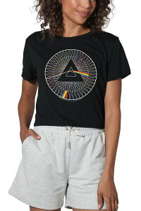 �A�j���L�����N�^�[ ���f�B�[�X �g�b�v�X T�V���c Licensed Character Juniors' Pink Floyd Spokes Crop Tee Black �u���b�N