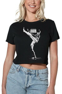 yz CZX LN^[ fB[X TVc gbvX Juniors' David Bowie Silhouette Crop Tee Black