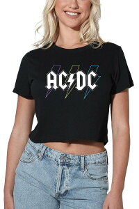 【送料無料】 ライセンス キャラクター レディース Tシャツ トップス Juniors' AC/DC Graphic Crop Tee Black
