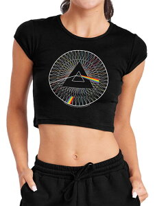 �A�j���L�����N�^�[ ���f�B�[�X �g�b�v�X T�V���c Licensed Character Juniors' Pink Floyd Spokes Baby Rib Crop Top Black �u���b�N