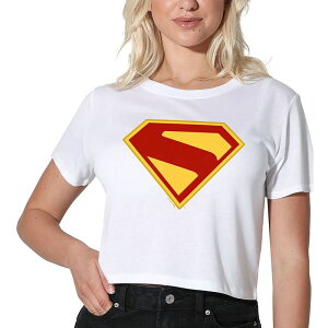 �A�j���L�����N�^�[ ���f�B�[�X �g�b�v�X T�V���c ���S �O���t�B�b�N Licensed Character Women's DComicsuperman 2025 Logo Graphicrop Tee White �z���C�g