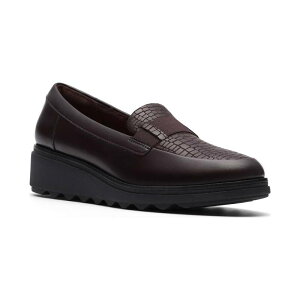 yz N[NX fB[X Xb|E[t@[ V[Y Clarks Sharon Pace Women's Leather Slip-On Wedge Heel Loafers Merlot Leather
