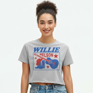 �A���u�����f�b�h ���f�B�[�X �g�b�v�X T�V���c �N���b�v�h �O���t�B�b�N Unbranded Juniors' Willie Nelson Cropped Graphic Tee Bright White �z���C�g