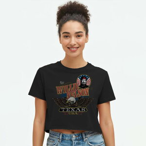 �A���u�����f�b�h ���f�B�[�X �g�b�v�X T�V���c �N���b�v�h �O���t�B�b�N Unbranded Juniors' Willie Nelson Texas Eagle Cropped Graphic Tee Caviar