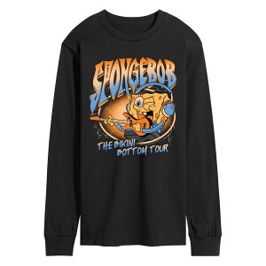 �j�R���f�I�� �����Y �g�b�v�X T�V���c �p���c �O���t�B�b�N Nickelodeon Men'spongeBob SquarePants The Bikini Bottom Tour Long Sleeve Graphic Tee Black �u���b�N