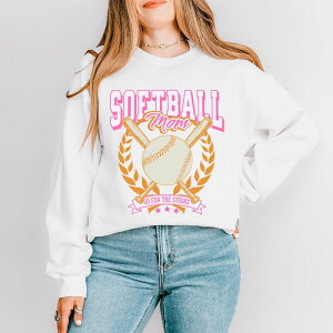 Simply Sage Market ���f�B�[�X �g�b�v�X T�V���c �X�E�F�b�g Simply Sage Market Softball Mom Crossed Batsweatshirt White �z���C�g