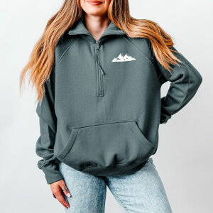 Simply Sage Market ���f�B�[�X �g�b�v�X T�V���c �n�[�t�W�b�v �t���[�X Simply Sage Market Hike More Worry Less Mountains Quarter Zip Fleece Storm �Z�[�W