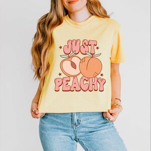 Simply Sage Market ���f�B�[�X �g�b�v�X T�V���c Simply Sage Market Just Peachy Colorful Peach Boxy Crop Top Butter �s�[�`