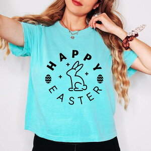 Simply Sage Market ���f�B�[�X �g�b�v�X T�V���c Simply Sage Market Happy Easter Eggs Boxy Crop Top Chalky Mint �~���g