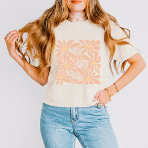 Simply Sage Market ���f�B�[�X �g�b�v�X T�V���c Simply Sage Market Sunny Days Aheadaisies Boxy Crop Top Ivory �A�C�{���[
