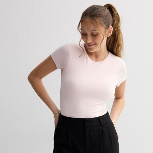 �G�X�I�[ ���f�B�[�X �g�b�v�X T�V���c �N���[�l�b�N �{�f�B�[�X�[�c Juniors' SO Crewneck Short Sleeve Bodysuit Light Pink �s���N