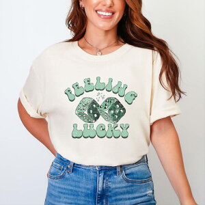 Simply Sage Market ���f�B�[�X �g�b�v�X T�V���c Simply Sage Market Green Dice Feeling Lucky Garment Dyed Tee Ivory �A�C�{���[