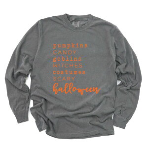 Simply Sage Market ���f�B�[�X �g�b�v�X T�V���c Simply Sage Market Halloween Words Garment Dyed Long Sleeve Pepper �Z�[�W