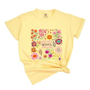 Simply Sage Market ���f�B�[�X �g�b�v�X T�V���c Simply Sage Market Happiness Blooms From Within Garment Dyed Tee Butter �Z�[�W