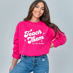 Simply Sage Market ���f�B�[�X �g�b�v�X T�V���c �X�E�F�b�g Simply Sage Marketeach Them To Be Kind Retro Sweatshirt Raspberry �Z�[�W
