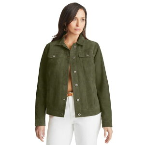 WFVJh fB[X AE^[ WPbgEu] vXTCY XG[h Jessica London Women's Plusize Suede Jean Jacket Dark Olive Green O[