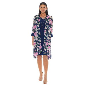 �}���i ���f�B�[�X �g�b�v�X �����s�[�X �v�����g �W���P�b�g Women's Marina Puff Printed Long Jacket Dress Navy Multi �l�C�r�[