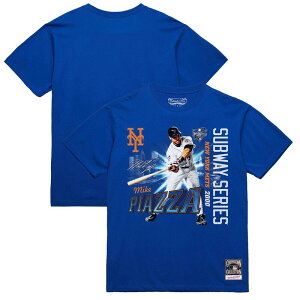 �~�b�`�F��&�l�X �����Y �g�b�v�X T�V���c Mitchell & Ness Men's Mike Piazza Royal New York Mets 2000 Subway Series 25th Anniversary T-Shirt Met Blue �u���[