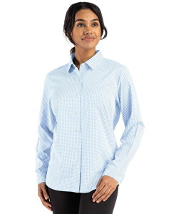 yz Jb^[AhobN fB[X Vc gbvX Cutter & Buck Skyline Epic Confidence Recycled Gingham Womens Long Sleeve Dress Shirt Atlas And White