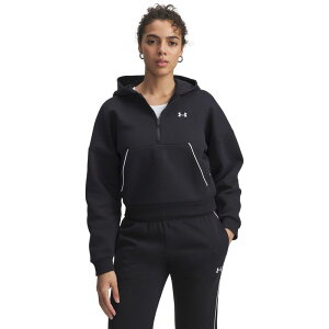yz A_[A[}[ fB[X TVc gbvX Women's Under Armour Rival Fleece Piped 1/2 Zip Hoodie Black