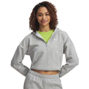 yz A_[A[}[ fB[X TVc gbvX Women's Under Armour Rival Fleece Piped 1/2 Zip Hoodie Mod Gray Light Heather