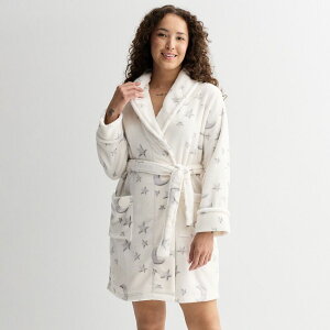 �\�m�} ���f�B�[�X �A���_�[�E�F�A �i�C�g�E�F�A �v���X�T�C�Y Women'sonoma Goods For Life Short Plush Wrap Robe Gray Starnight �O���[
