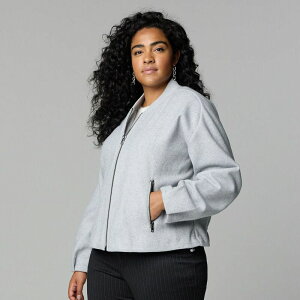 yz FEH fB[X WPbgEu] AE^[ Plus Size Simply Vera Vera Wang Structured Knit Bomber Jacket Light Gray Fox Heather