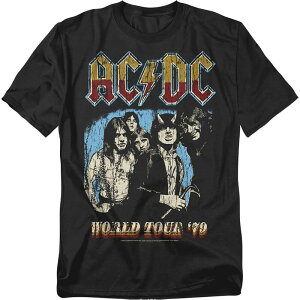 �A�j���L�����N�^�[ �����Y �g�b�v�X T�V���c �g�[�� �O���t�B�b�N Licensed Character Big & Tall AC/DC World Tour 1979 Graphic Tee Black �u���b�N