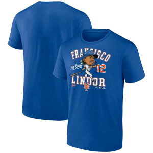 �y���������z �t�@�i�e�B�N�X �����Y T�V���c �g�b�v�X Men's Fanatics Francisco Lindor Royal New York Mets Hometown Caricature T-Shirt Met Blue