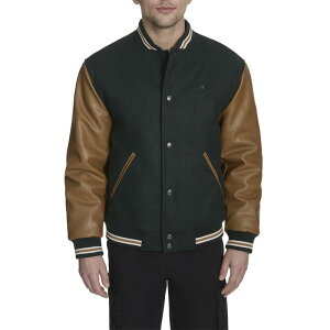 �`�����s�I�� �����Y �A�E�^�[ �W���P�b�g�E�u���]�� ���U�[ �t�F�C�N���U�[ Men's Champion Varsity Bomber Jacket with Faux Leather Sleeves Green �O���[��