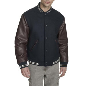 �`�����s�I�� �����Y �A�E�^�[ �W���P�b�g�E�u���]�� ���U�[ �t�F�C�N���U�[ Men's Champion Varsity Bomber Jacket with Faux Leather Sleeves Navy �l�C�r�[