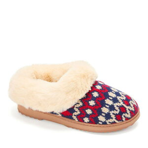fBAtH[Y fB[X V[Y T_ jbg Dearfoams Hannah Festive Knit Women's Clog Slippers Red Combo bh