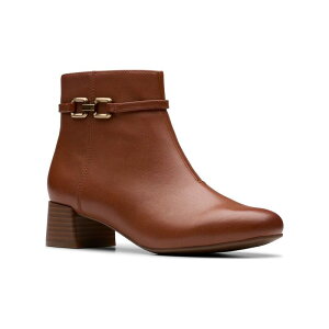 yz N[NX fB[X u[cECu[c V[Y Clarks Iridessa Air Women's Wedge Slip-On Comfort Ankle Boots Dark Tan Leather