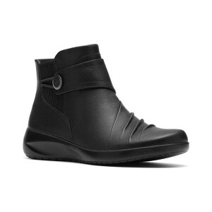 N[NX fB[X V[Y u[cECu[c AN U[ q[ Clarks Kaetlyn Sara Women's Leather Block Heel Ankle Boots Black Leather ubN