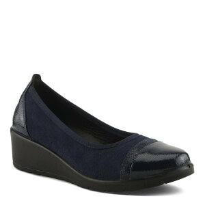 tNTX fB[X V[Y Xb|E[t@[ Flexus by Spring Step Macadi Women's Wedge Slip-On Shoes Navy lCr[