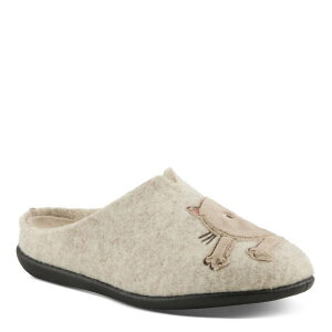 tNTX fB[X V[Y T_ Flexus by Spring Step Flexus Catseye Women'slip-On Slippers with Cat Design Beige x[W