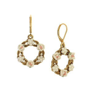 1928 ���f�B�[�X �A�N�Z�T���[ �s�A�X�E�C�������O 1928 Gold Tone Simulated Pearl Flower Earrings White �z���C�g