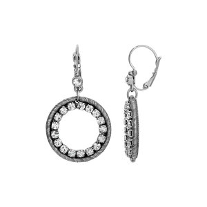 1928 fB[X ANZT[ sAXECO 1928 Silver Tone Crystal Circle Drop Earrings Gray O[