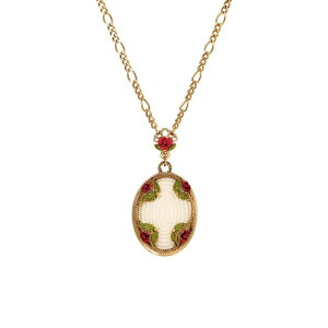 1928 ���f�B�[�X �A�N�Z�T���[ �l�b�N���X�E�`���[�J�[�E�y���_���g�g�b�v ���[�X 1928 Gold Tone Simulated Pearl Bead Oval Rose Pendant Necklace Red ���b�h