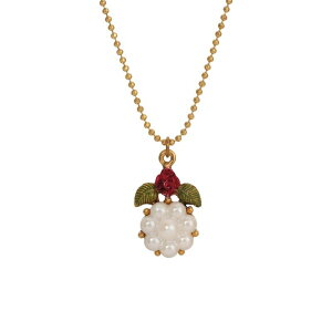 1928 fB[X ANZT[ lbNXE`[J[Ey_ggbv [X 1928 Gold Tone Simulated Pearl Bead Rose Pendant Necklace Red bh