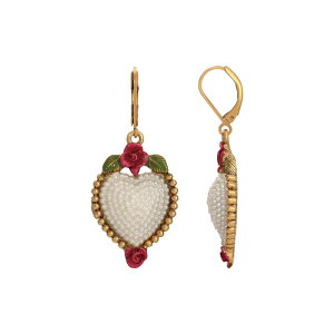 1928 ���f�B�[�X �A�N�Z�T���[ �s�A�X�E�C�������O 1928 Gold Tone Simulated Pearl Heart Drop Earrings Red ���b�h