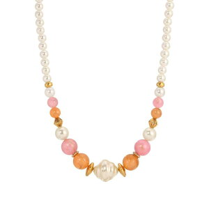 1928 ���f�B�[�X �A�N�Z�T���[ �l�b�N���X�E�`���[�J�[�E�y���_���g�g�b�v ���[�X 1928 Gold Tone Simulated Pearl Beaded Necklace Multi �}���`�J���[