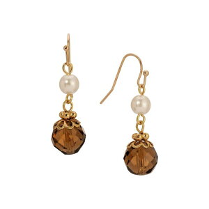 yz 1928 fB[X sAXECO ANZT[ 1928 Gold Tone Simulated Pearl Gemstone Double Drop Earrings Multi