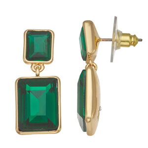 yz iCEFXg fB[X sAXECO ANZT[ Nine West Gold-Tone Simulated Gemstone Dangle Earrings Green
